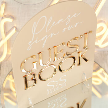 Manhattan Sign Our Guest Book Wedding Acrylic Sign, 3 of 8