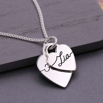 Heart Tags Script Name Silver Necklace, 2 of 10