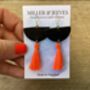 Half Moon Tassel Leather Earrings, thumbnail 3 of 7