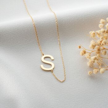 Sterling Silver Sideways Necklace Initial, 2 of 8