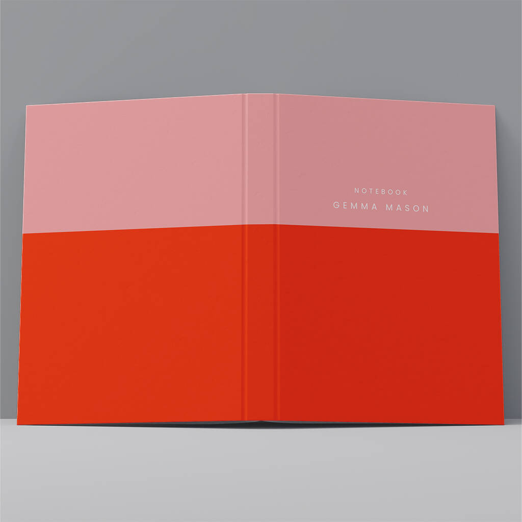 Hardback Notebook Personalised Name Colour Block Design By NINETEEN74