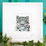 Inky Snow Leopard Illustration Print Supporting Conservation, thumbnail 6 of 8