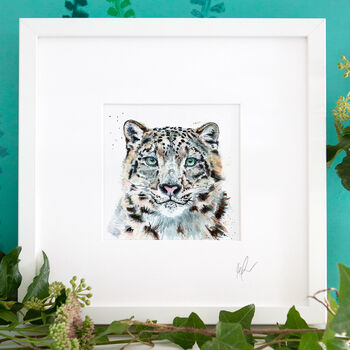 Inky Snow Leopard Illustration Print Supporting Conservation, 6 of 8