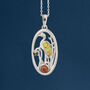 Sterling Silver Baltic Amber Heron Necklace, thumbnail 1 of 6