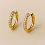 9ct Gold Diamond Huggie Hoop Earrings, thumbnail 1 of 6