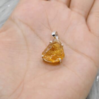 Raw Citrine Pendant On Sterling Silver Chain Neckace, 5 of 8