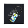 Navy Yellow Blurred Millefiori Handprinted Keyring, thumbnail 3 of 10