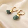 Raw Emerald May Birthstone Crystal Huggie Earrings, thumbnail 5 of 5