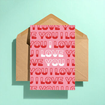 I Love You Greeting Card Pink, 3 of 3