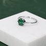 Sterling Silver One Carat Emerald Green Cz Brilliant Cut Ring, thumbnail 3 of 12