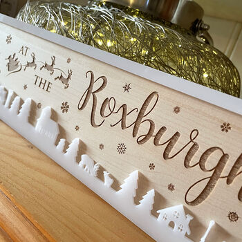 Winter Village Wood And Acrylic Sign Decoration, 2 of 3