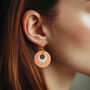 Cream And Orange Stripey Circular Earrings, thumbnail 2 of 6
