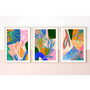 Colourful Abstract Leaf Print Set Of Three, thumbnail 4 of 12