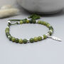 Jade Gemstone And Sterling Silver Feather Bracelet, thumbnail 1 of 3