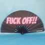 Fuck Off Print Giant Bamboo Hand Clack Fan, thumbnail 1 of 2