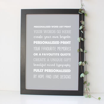 Personalised Mixed Typography Print, 4 of 5