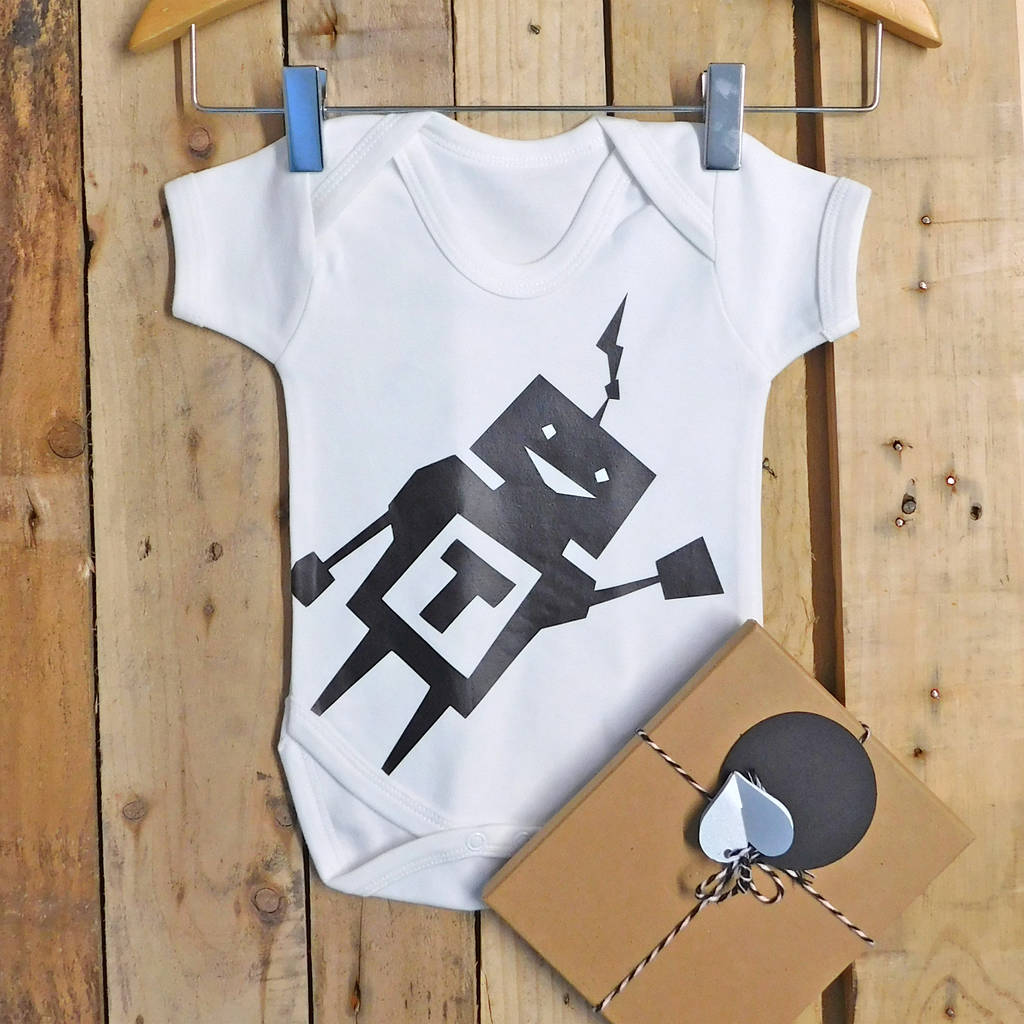 Personalised Robot Baby Boy Vest By Allihopa
