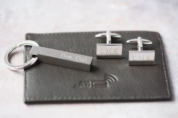 Personalised Silver Rectangle Cufflinks And Gift Box, 2 of 8