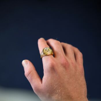 Men's Gold Saint Christopher Steel Signet Ring For Men, 2 of 12