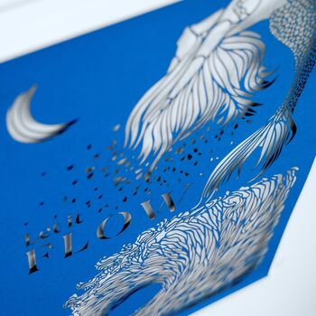 Mermaid 'Let It Flow' Blue Papercut Wall Art, 10 of 11