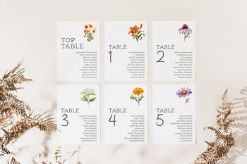 Flower Themed Wedding Table Plan Cards, 4 of 8