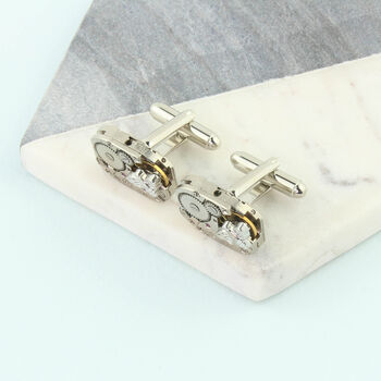 Recycled Bee Watch Movement Cufflinks, 6 of 11