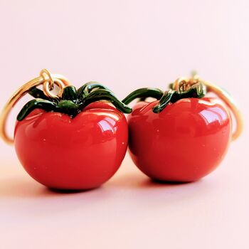 Tomato Charm Gold Plated Hoop Earrings, 3 of 5