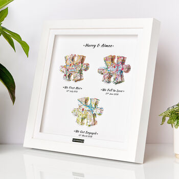 Personalised Jigsaw Map Engagement Gift – Framed Map Print, 2 of 12