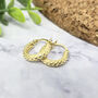 Elegant Gold Plated Basket Weave Hoop Earrings, thumbnail 1 of 3
