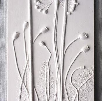 Allium And Poppies Plaster Cast Wall Plaque, 4 of 7