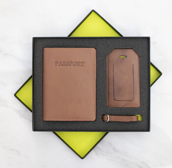 Personalised English Hide Leather Passport Cover Set, 6 of 10