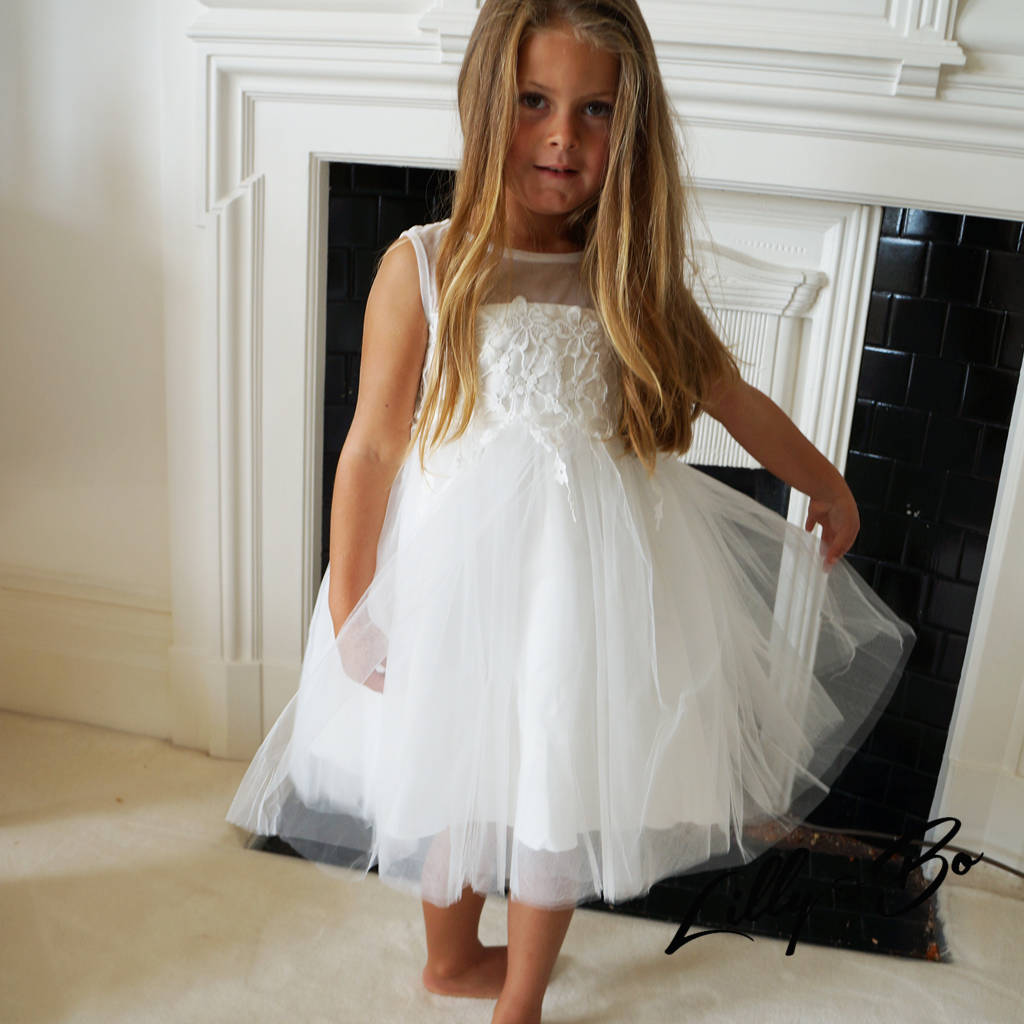 Annabelle Flower Girl Dress In White