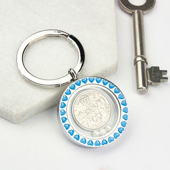 Something Old, New, Borrowed, Blue Bridal Sixpence Keyring, 7 of 12