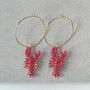 ‘You Are My Lobster’ Enamel Lobster Charm Hoop Earrings, thumbnail 1 of 4