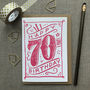70th Birthday 70th Card Pink Chalk, thumbnail 1 of 2