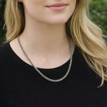 Oxidised Sterling Silver Wheat Chain Necklace – 20in To 24in, 6 of 7