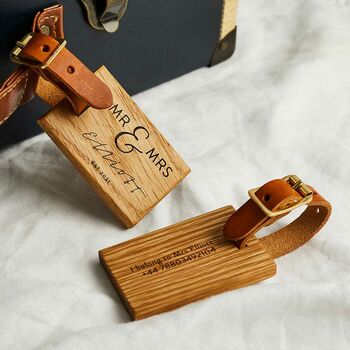Personalised Wooden Luggage Tags Wedding, 2 of 4