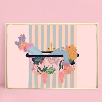Personalised Pinstripe Polly Bathroom Print, 3 of 6