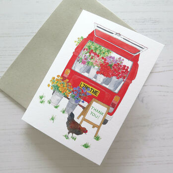 Flower Truck Thank You Cards Pack Of Six, 3 of 3