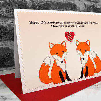 'Foxes' Personalised Anniversary Card, 2 of 4