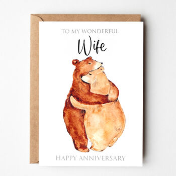 'Bear Hug Anniversary' Card For Your Wonderful Wife, 2 of 2