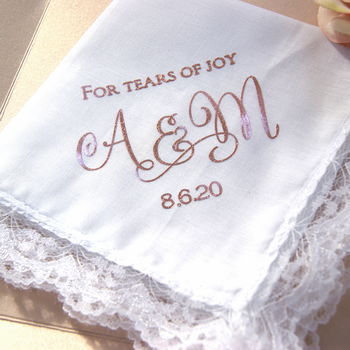 Wedding Handkerchief Ladies Monogram For Tears Of Joy, 2 of 4