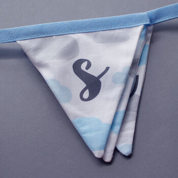 Personalised Baby Gift Blue Clouds Bunting, 2 of 5