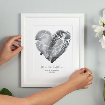 Personalised Map Heart Print, 2 of 4