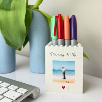 Personalised Mummy And Me Lego® Brick Pencil Pot Desk Tidy, 2 of 3