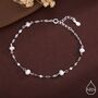 Pearl Beaded Bracelet With Sparkly Disk Chain In Sterling Silver, thumbnail 1 of 11