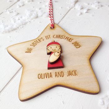 Personalised Big Sister's First Christmas Decoration, 3 of 5