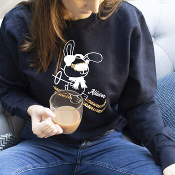 Personalised Leopard Print Ski Bunny Sweatshirt, 2 of 2