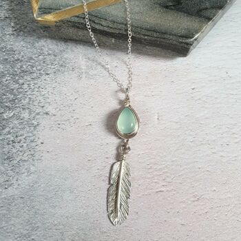 Harmony Chalcedony Feather Necklace, 5 of 6