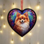Pomeranian Stained Glass Effect Heart Suncatcher, thumbnail 2 of 5